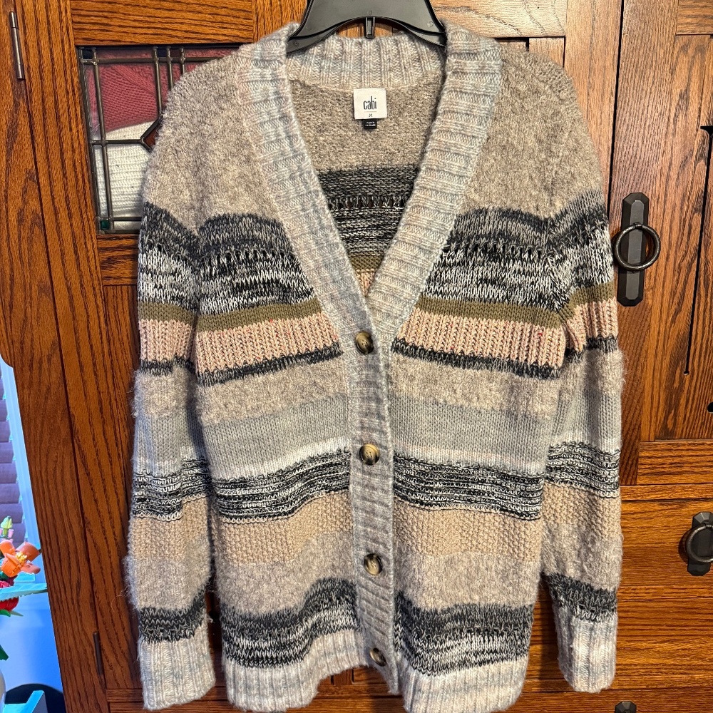 Cabi browns mixed media sweater, cotton blend Fall 2024, Women's Med, like new